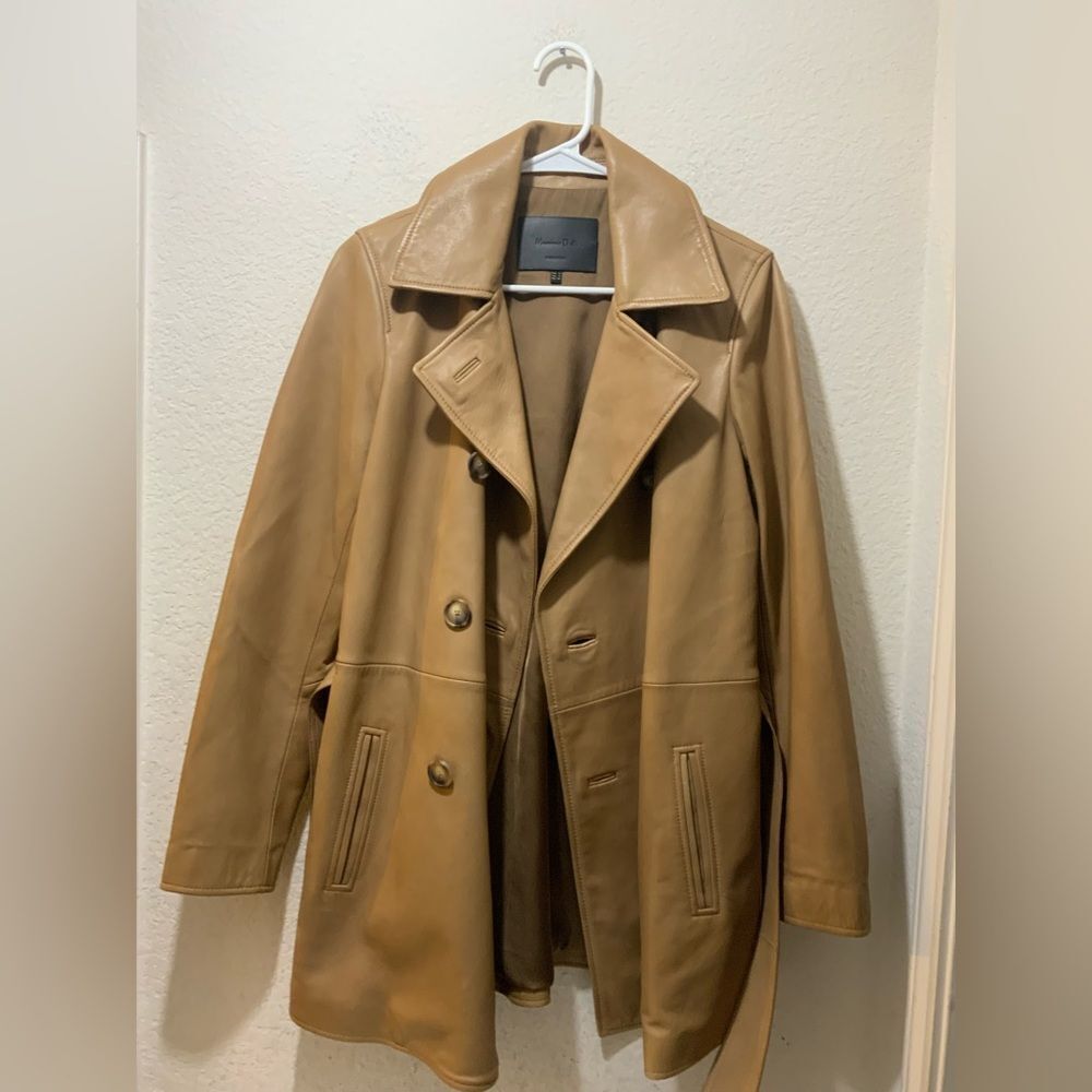 NWOT Massimo Dutti Tan 100% sheep Leather Blazer. Size S